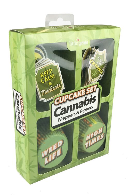 Cupcake Set - Cannabis Wrappers & Toppers