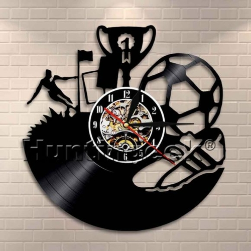 FOOTBALL ORNAMENT HANDMADE VINYL RECORD WALL CLOCK