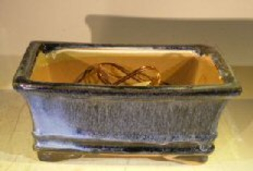 Marble Blue Ceramic Bonsai Pot - Rectangle Professional Series 8.25" x