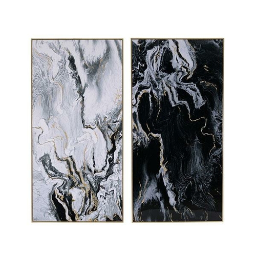 Marbled Print Wall Art Set Of 2 Long