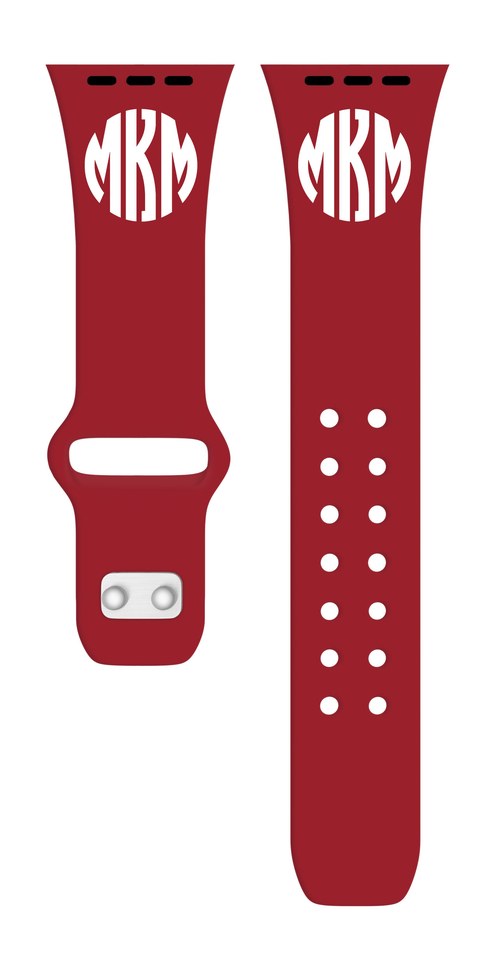 Custom Monogram HD Crimson Watch Band Compatible with Apple Watch