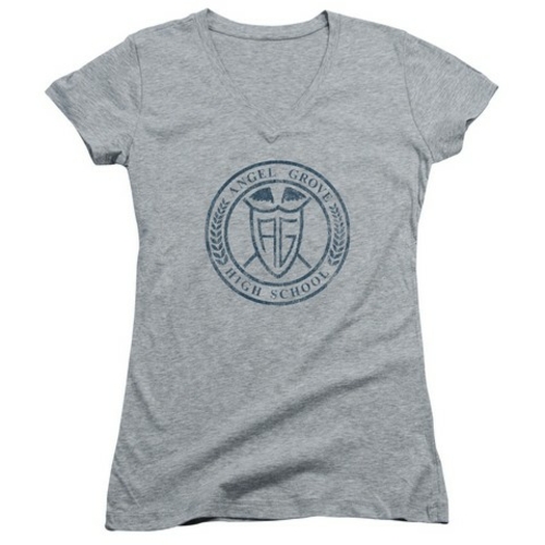 Trevco Power Rangers-Angel Grove Hs Junior V-Neck Tee, Athletic He