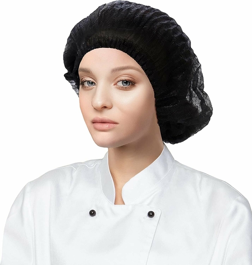 Black Mob Caps 21". Pack of 100 Non-Woven Polypropylene Hair Covers