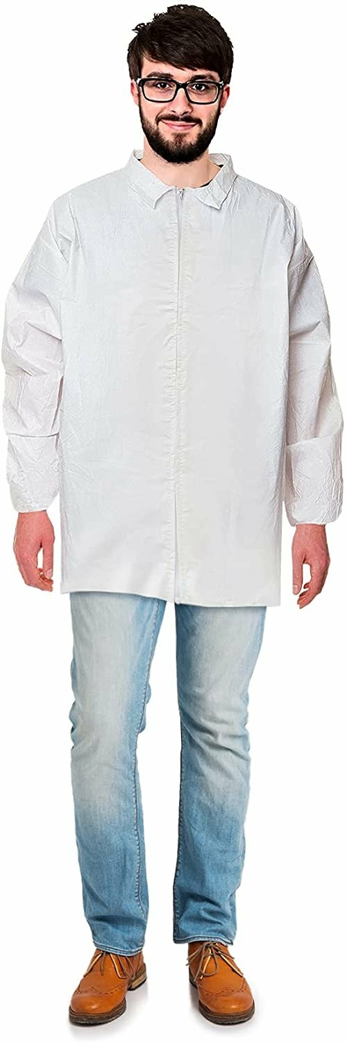 Waterproof Disposable Lab Jackets. Pack of 10 White XX-Large