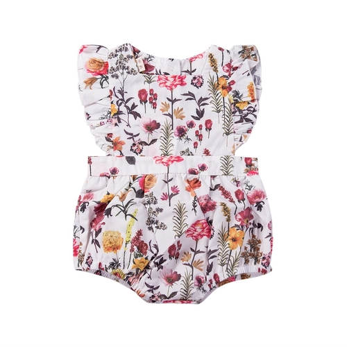 Newborn Baby Girls Ruffle Floral One Pieces