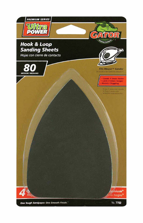 Ali Industries 2102929 80 Grit Mouse Sander Sheets - Pack of 4