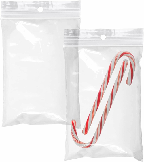 Pack of 1000 Polyethylene Bags with Hang Hole, 5 x 7. Clear Plastic