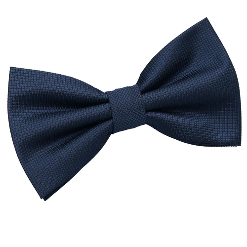 Solid Check Pre-Tied Bow Tie - Navy Blue