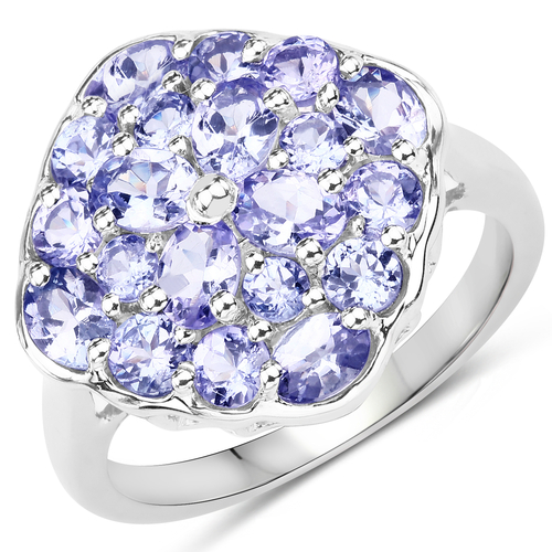 2.44 Carat Genuine Tanzanite .925 Sterling Silver Ring