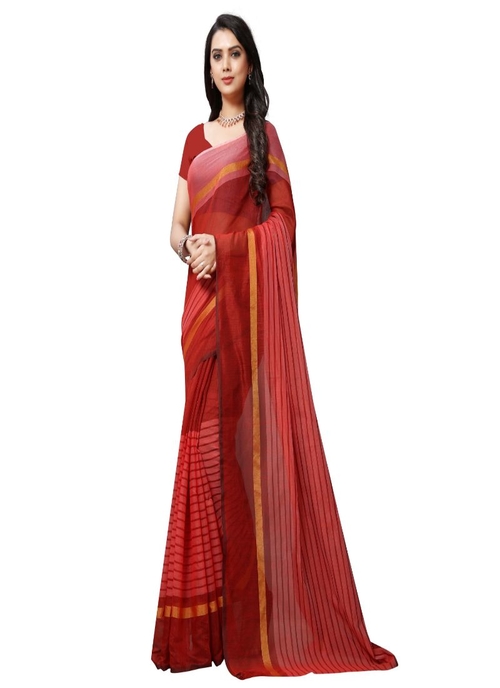 Generic Women's Cotton Saree (Maroon, 5-6 Mtrs)