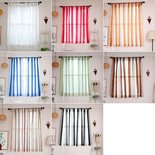 39"X51" Sheer Tulle Window Curtain Modern Striped