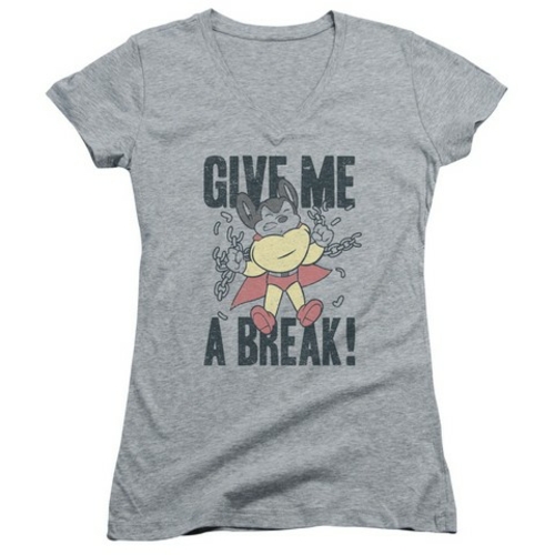 Trevco Mighty Mouse-Give Me A Break - Junior Tee - Athletic Heather- M