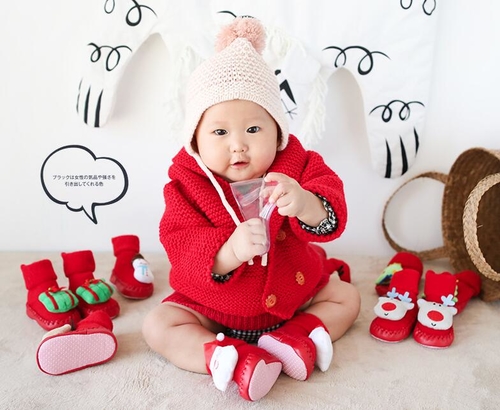 Fashion Christmas Baby Socks With Rubber Soles kid