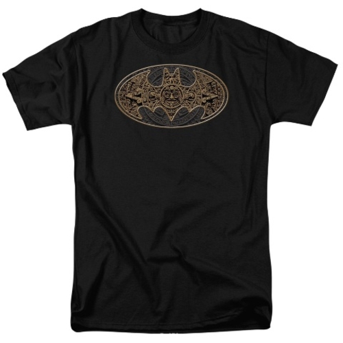 Trevco Batman-Aztec Bat Logo - Short Sleeve Adult 18-1 Tee - Black&#44