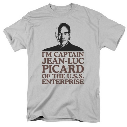 Trevco Star Trek-I Am Captain - Short Sleeve Adult 18-1 Tee - Silver&#