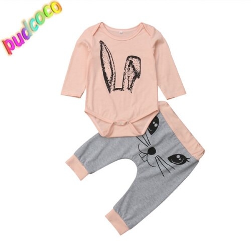 Newborn Baby Boys Girls Romper Tops+Pants