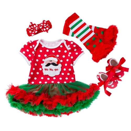 Christmas 4PCS Toddler Baby Girls Santa Printing