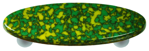 Hot Knobs HK8051-POA Granite Sunflower Yellow & Jade Green Oval Glass 