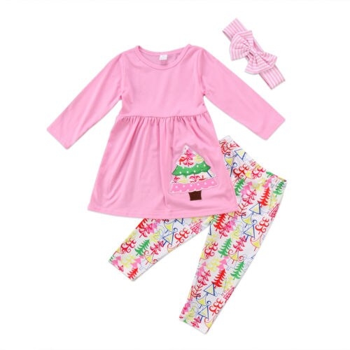 Christmas Tree Kids Baby Girls Clothes Outfits T