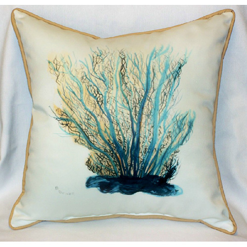 Betsy Drake HJ703 Blue Coral Art Only Pillow 18"x18"