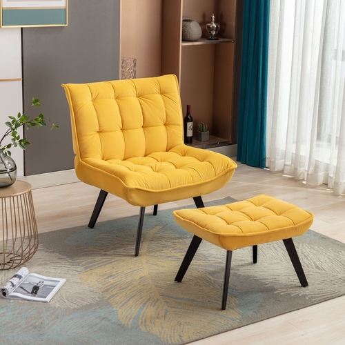Modern Soft Velvet Fabric Material Large Width Accent Chair Leisure