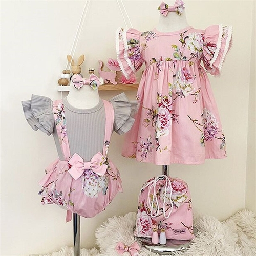 Princess Kids Baby Girl Floral Sister Matching