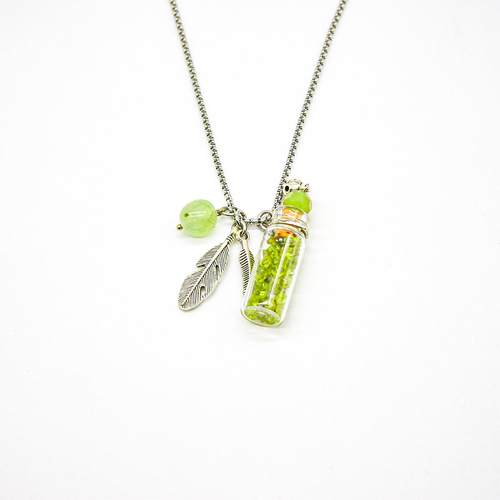 Gift Box - Crystal (Green Calcite) Aroma Necklace + Purify Oil Blend