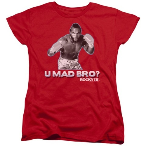 Trevco Mgm-Rocky-U Mad Bro Short Sleeve Womens Tee, Red - Large