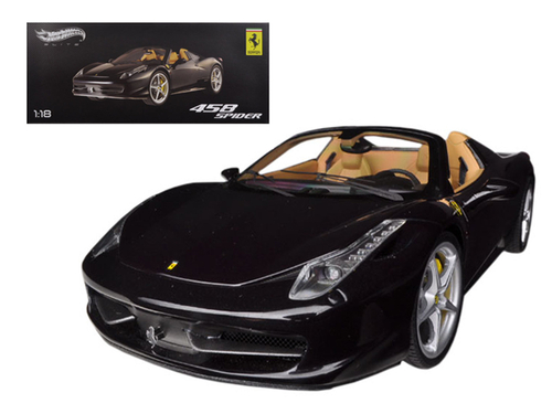 Ferrari 458 Spider F1 Glossy Black Elite Edition 1/18 Diecast Car