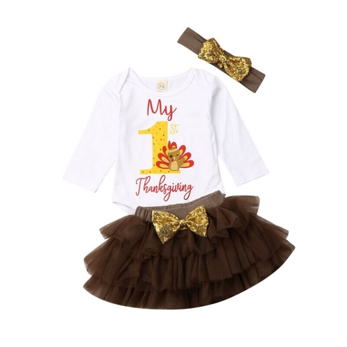 Newborn Baby Girl Thanksgiving Clothes Sets 0 18M