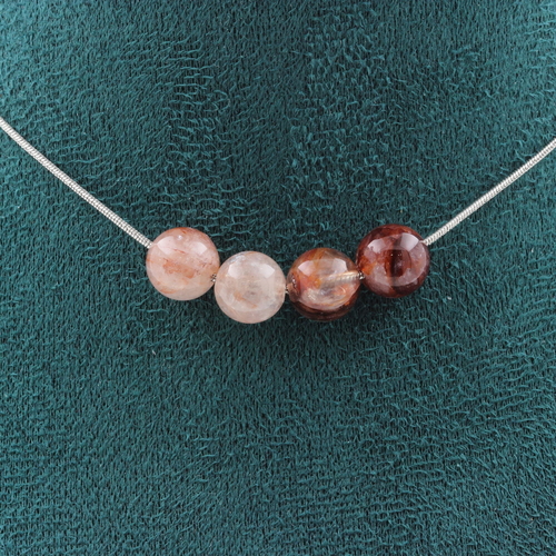 Hematoid Quartz from Madagascar 8 mm 4 beads necklace.