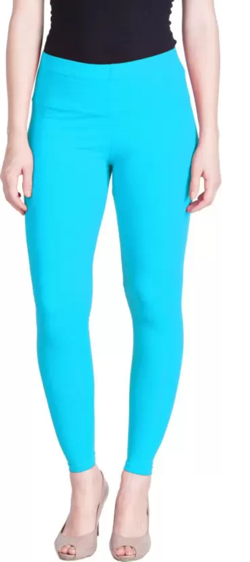 Women's  Ankle Length Ethnic Wear Legging  (Light Blue, Solid) Size M