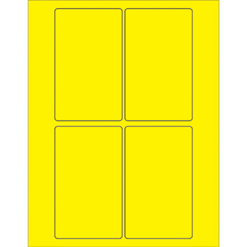 Box Partners LL175YE 3 x 5 in. Fluorescent Yellow Rectangle Laser Labe