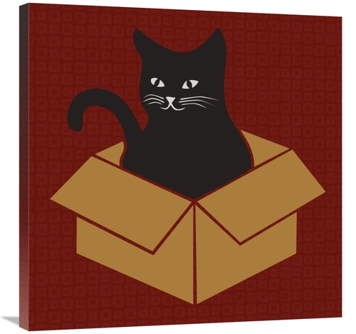 Global Gallery GCS-458110-3030-142 30 x 30 in. Cat in a Box - Red Art 