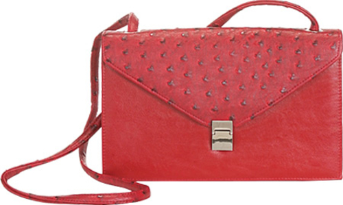 Aryana Rina6-Red Chic Red Ostrich Texture Structured Single Strap Wome