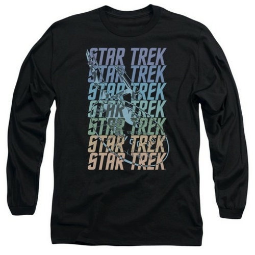 Trevco Star Trek-Multi Logo Enterprise - Long Sleeve Adult 18-1 Tee - 