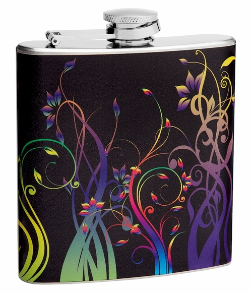 6oz Floral Pattern Hip Flask