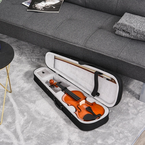 HOMCOM 4/4 Violin Maple Wood Full Set of Accessories Storage Box,