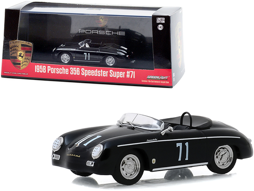 1958 Porsche 356 Speedster Super #71 Race Car Black 1/43 Diecast Model