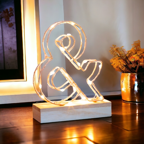 Light Up Letter & Wire Frame Copper Rose Gold Alphabet Light