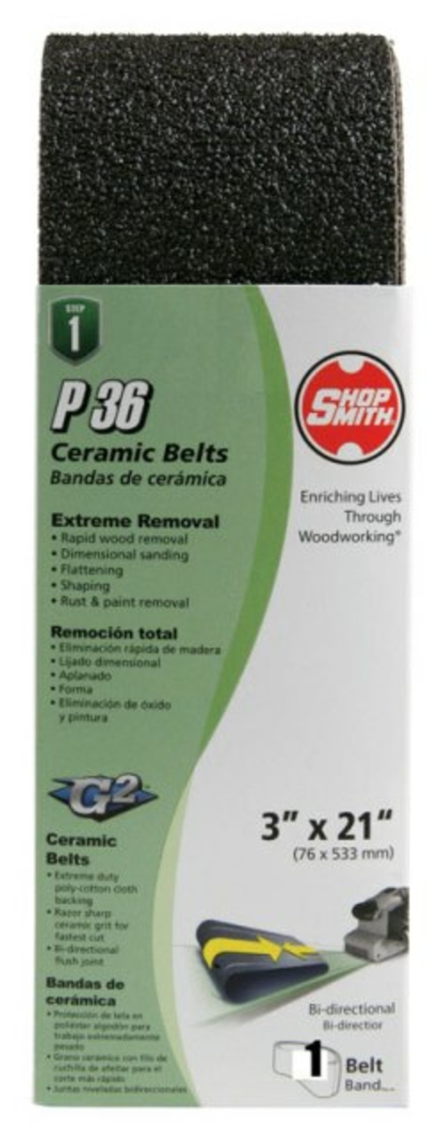 Shopsmith 12240 3 x 21 in. Ceramic Sanding Belt 36 Grit