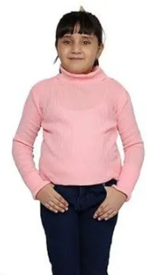 Pink Hyneck Sweater Baby Casual Winter Full Sleeve Kids Size 7-8 Years