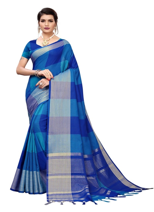 Generic Women's Cotton Saree (Multi, 5-6 Mtrs)