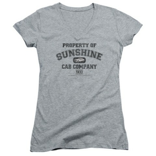 Trevco Taxi-Property Of Sunshine Cab - Junior V-Neck Tee - Heather- Me