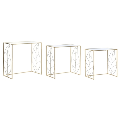 Set of 3 tables DKD Home Decor 65 x 35 x 65 cm Mirror Golden Metal