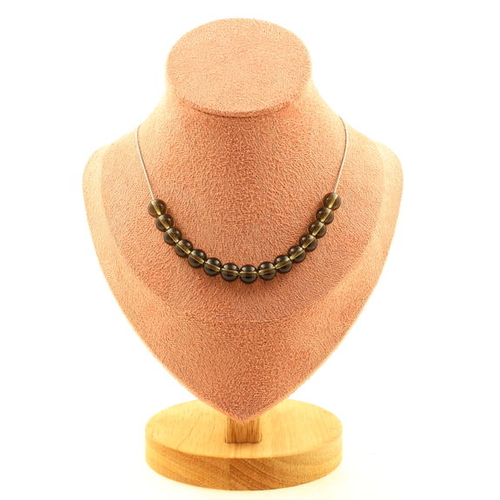 Smoky Quartz 8 mm 15 beads necklace.