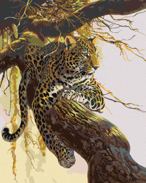 Zuty - Paint by Numbers - LEOPARD LYING ON A BRANCH (AL AGNEW), 40x50