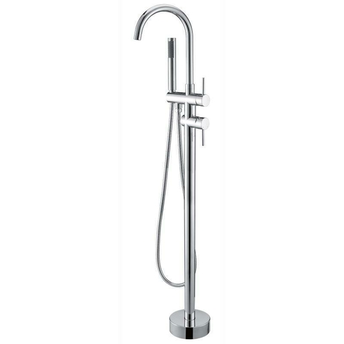 Euro Freestanding Round Chrome Bath Mixer Spout w/ Handheld Head