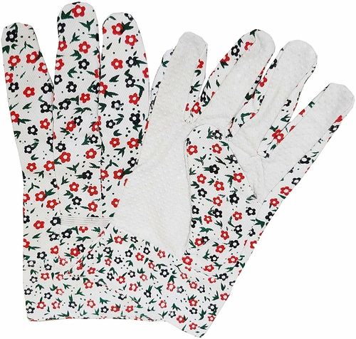 Pack of 600 Single Side Dot Cotton Gloves - Ladies Size. Floral