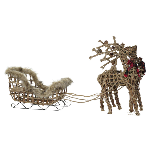 Sledge DKD Home Decor Brown Jute Metal wicker Plastic 33 x 64 x 37 cm